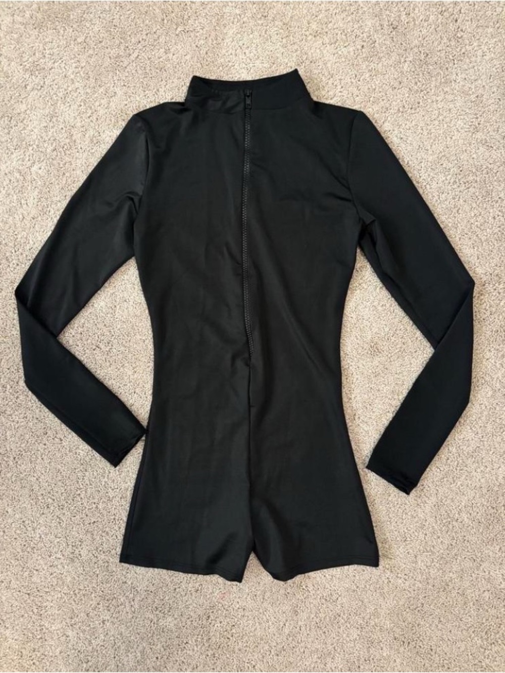 Spirit Black Long-Sleeve Zip-Up Mock Neck Top